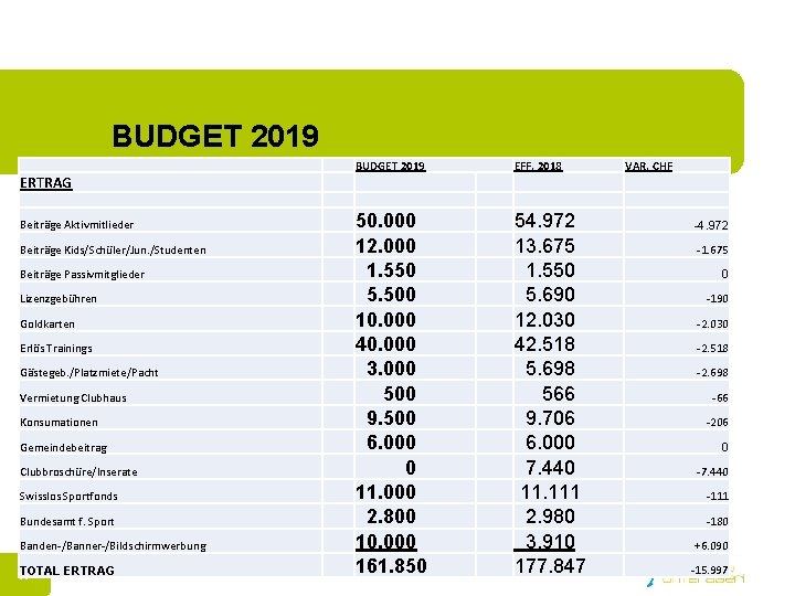 BUDGET 2019 EFF. 2018 50. 000 12. 000 1. 550 5. 500 10. 000