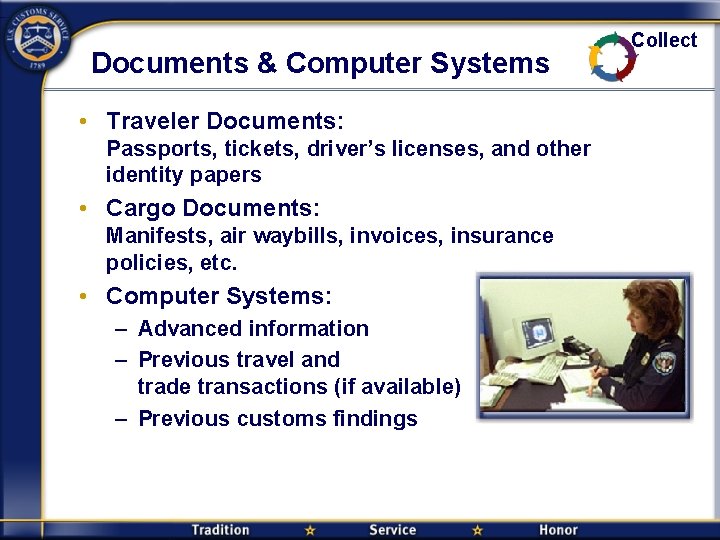 Documents & Computer Systems • Traveler Documents: Passports, tickets, driver’s licenses, and other identity