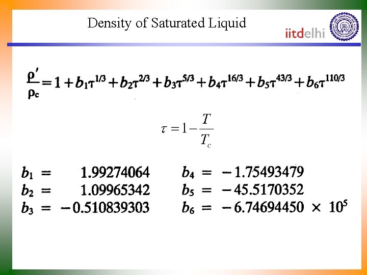 Density of Saturated Liquid 