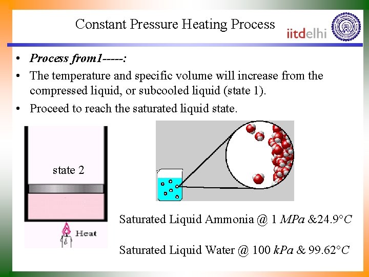 Constant Pressure Heating Process • Process from 1 -----: • The temperature and specific