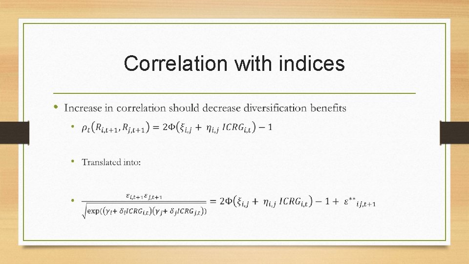 Correlation with indices • 
