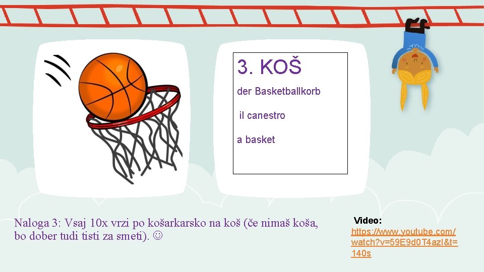 3. KOŠ der Basketballkorb il canestro a basket Naloga 3: Vsaj 10 x vrzi