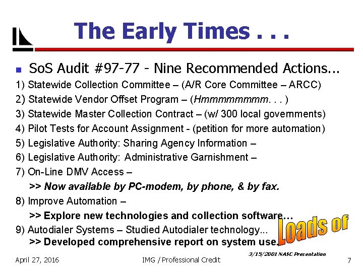 The Early Times. . . n So. S Audit #97 -77 - Nine Recommended