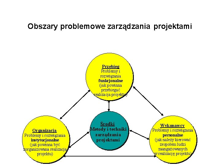 Obszary problemowe zarządzania projektami Przebieg Problemy i rozwiązania funkcjonalne (jak powinna przebiegać realizacja projektu)