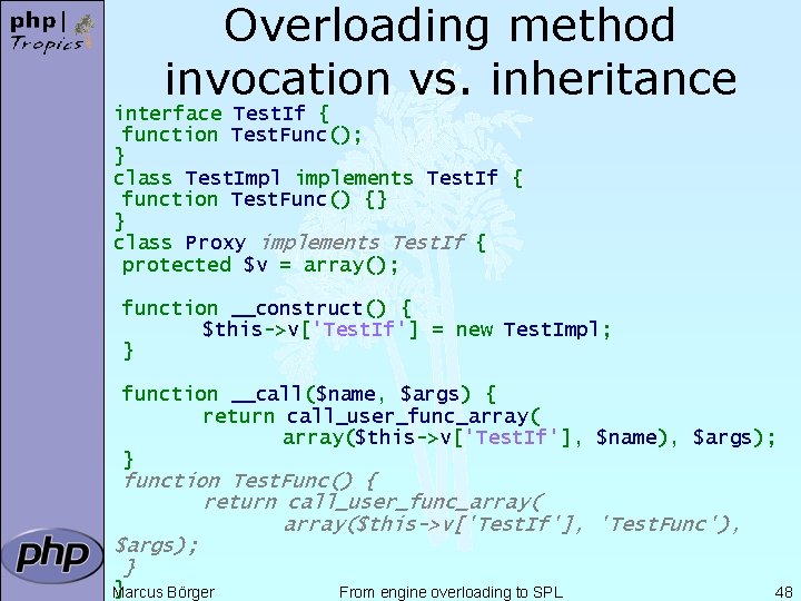 Overloading method invocation vs. inheritance interface Test. If { function Test. Func(); } class