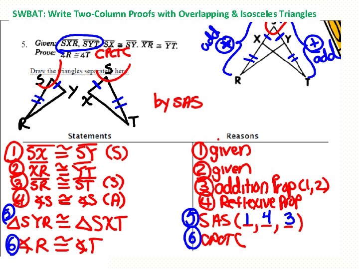 SWBAT: Write Two-Column Proofs with Overlapping & Isosceles Triangles 