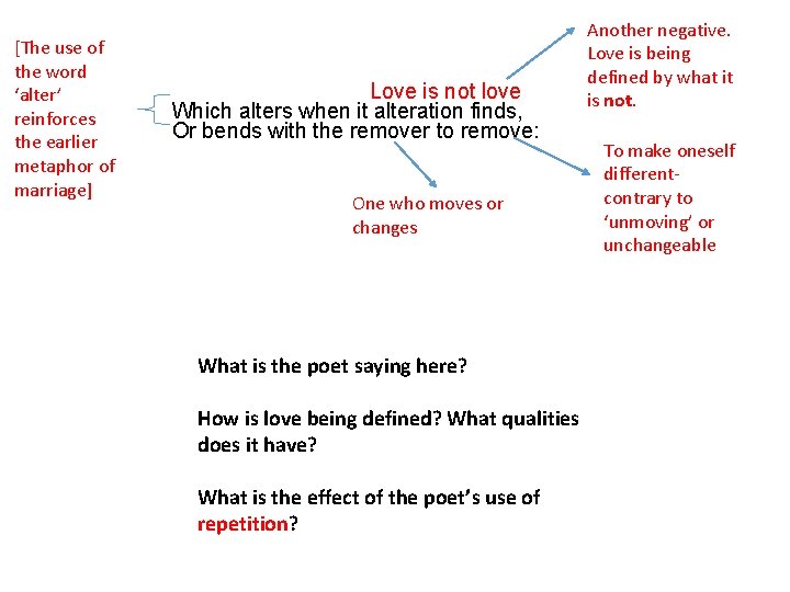 [The use of the word ‘alter’ reinforces the earlier metaphor of marriage] Love is