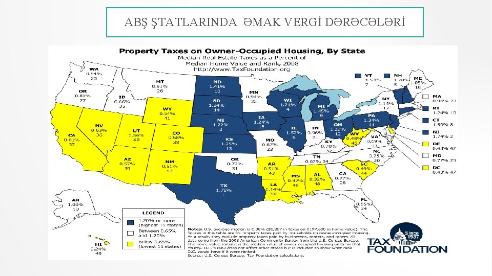 ABŞ ŞTATLARINDA ƏMAK VERGİ DƏRƏCƏLƏRİ 