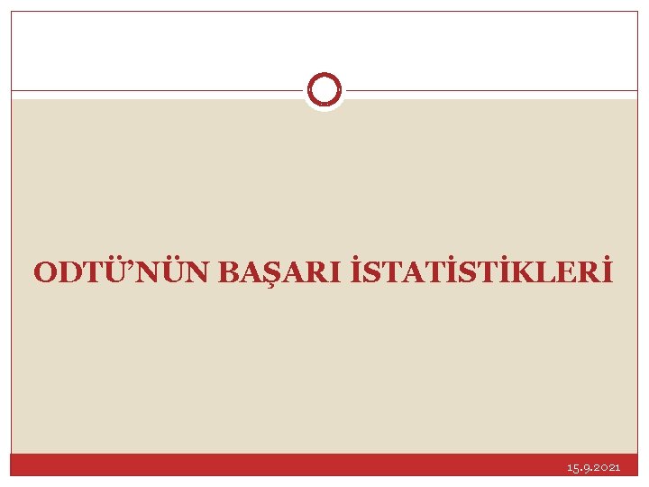 ODTÜ’NÜN BAŞARI İSTATİSTİKLERİ 15. 9. 2021 