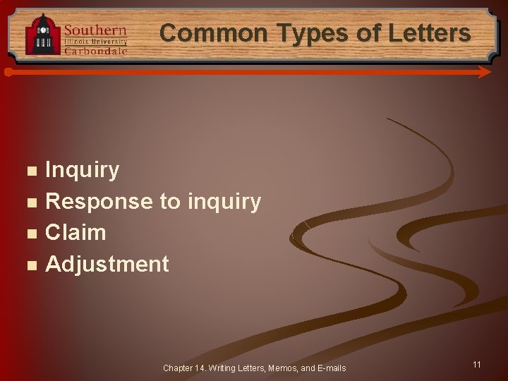 Common Types of Letters n n Inquiry Response to inquiry Claim Adjustment Chapter 14.
