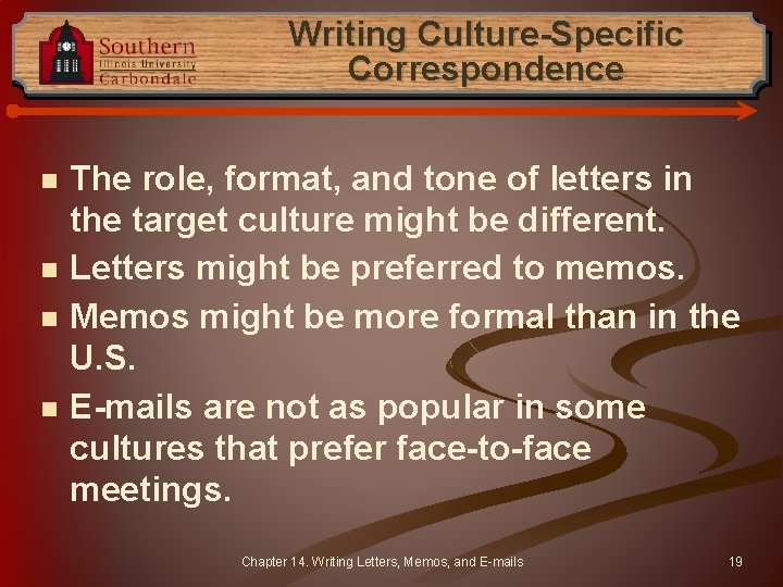 Writing Culture-Specific Correspondence n n The role, format, and tone of letters in the