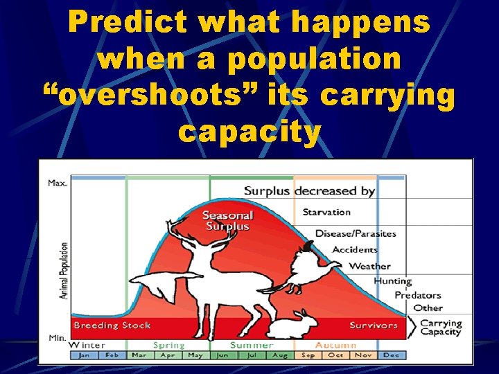 Predict what happens when a population “overshoots” its carrying capacity 