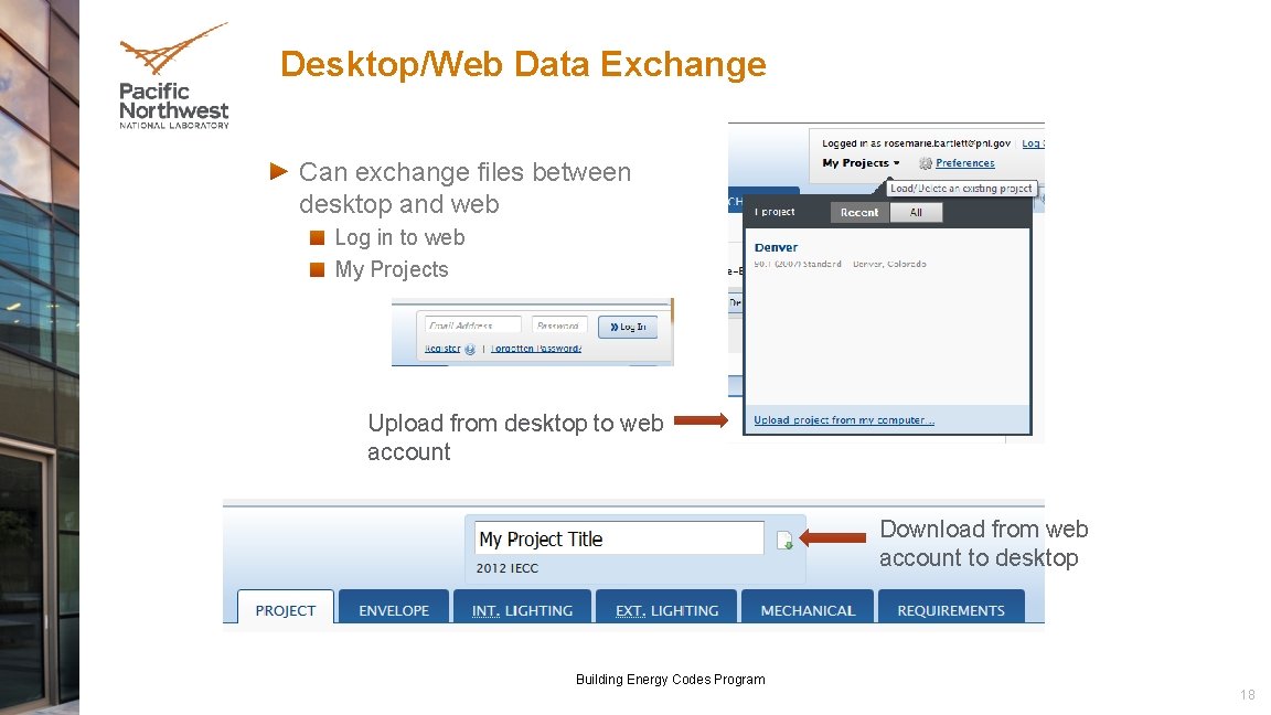 Desktop/Web Data Exchange Can exchange files between desktop and web Log in to web