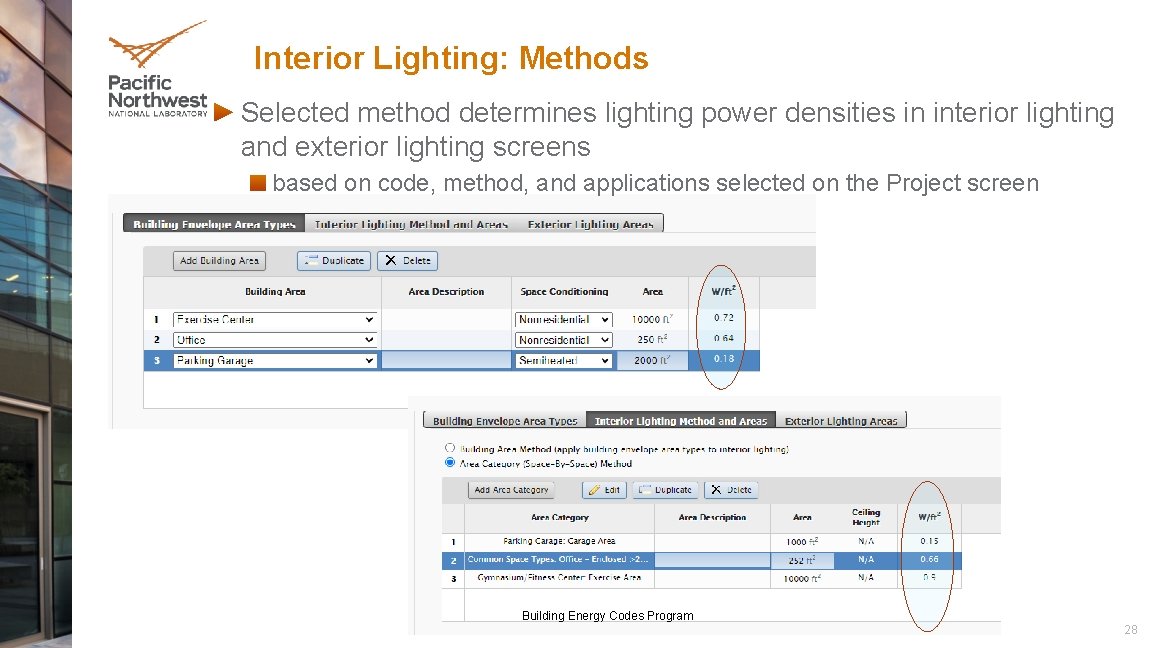Interior Lighting: Methods Selected method determines lighting power densities in interior lighting and exterior