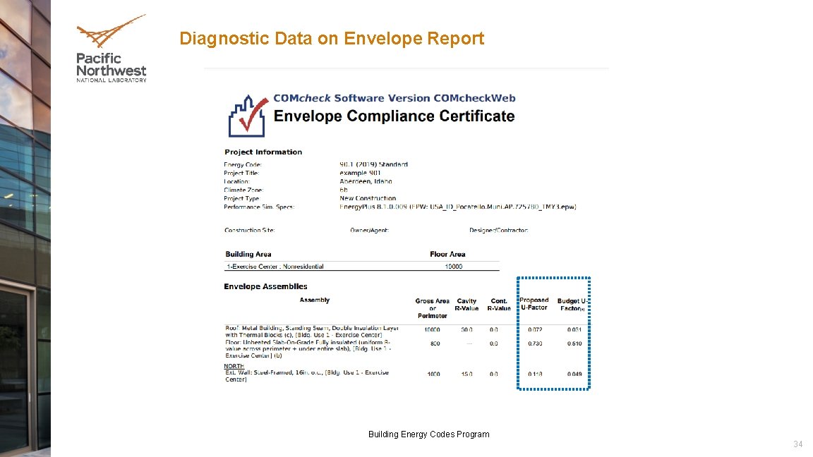 Diagnostic Data on Envelope Report Building Energy Codes Program 34 