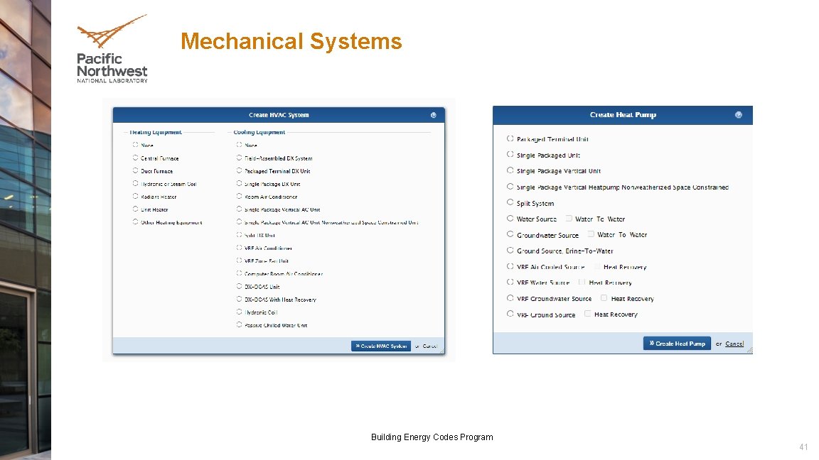 Mechanical Systems Building Energy Codes Program 41 