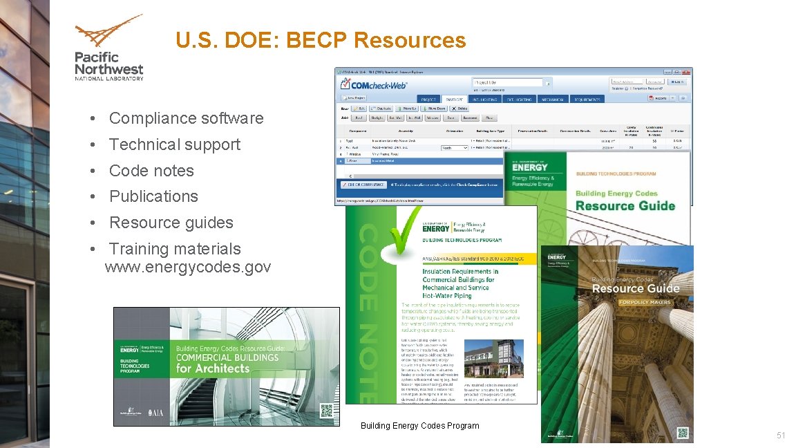 U. S. DOE: BECP Resources • Compliance software • Technical support • Code notes