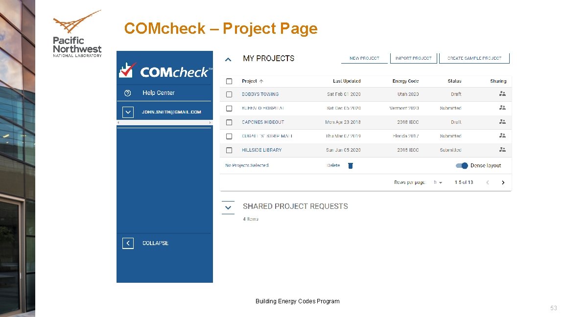 COMcheck – Project Page Building Energy Codes Program 53 