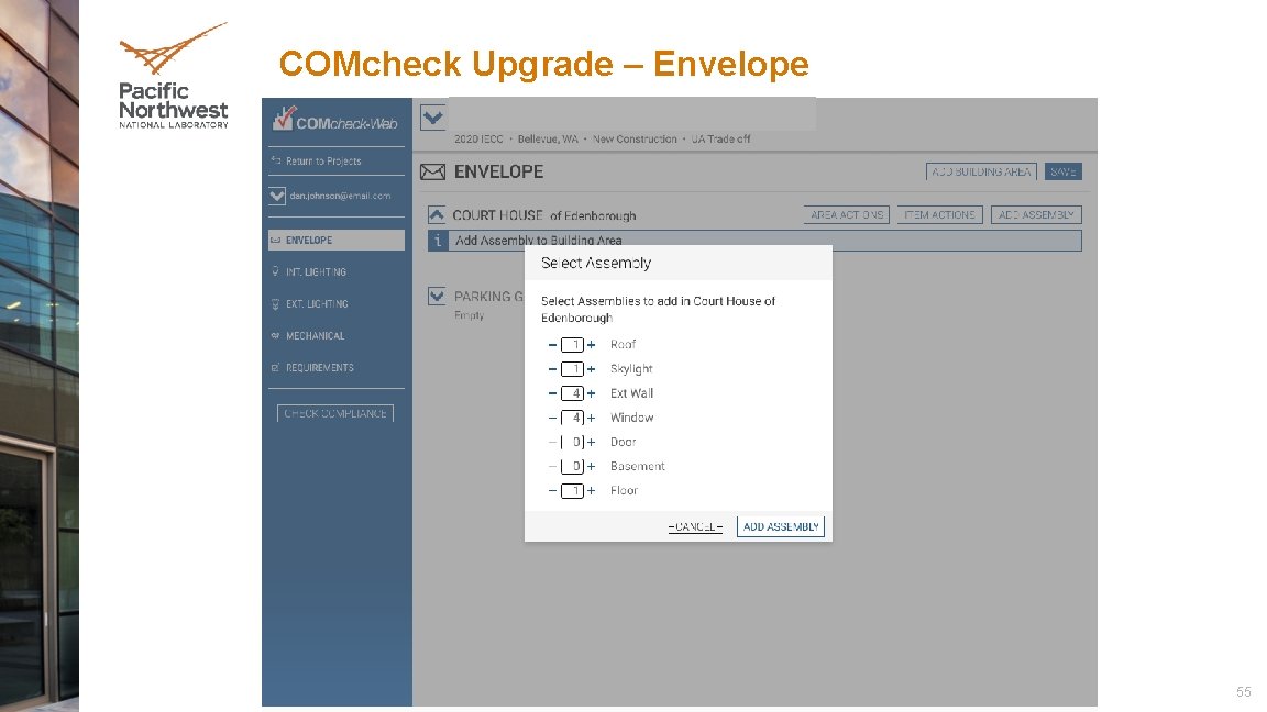 COMcheck Upgrade – Envelope Building Energy Codes Program 55 