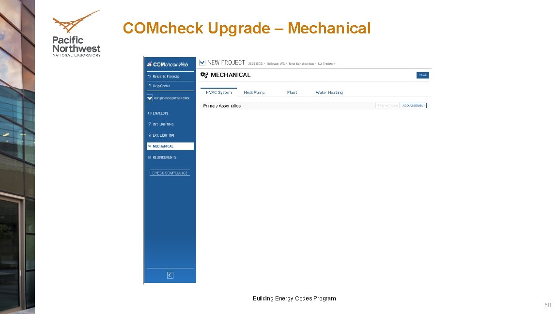 COMcheck Upgrade – Mechanical Building Energy Codes Program 58 