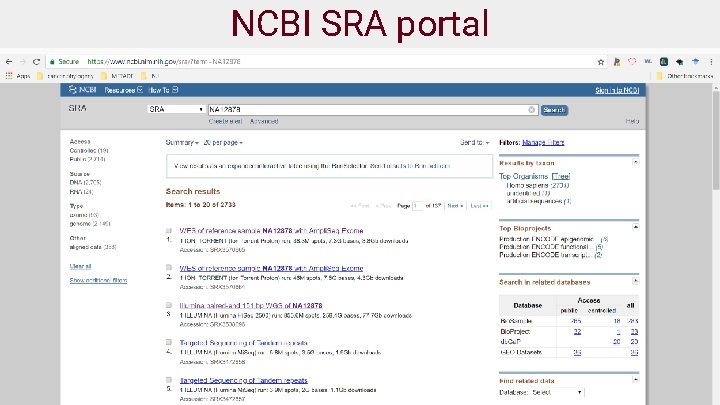 NCBI SRA portal 29 