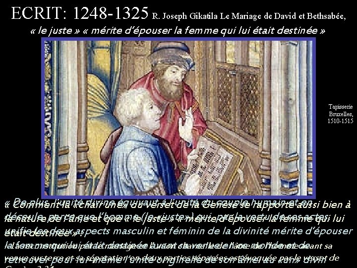 ECRIT: 1248 -1325 R. Joseph Gikatila Le Mariage de David et Bethsabée, « le