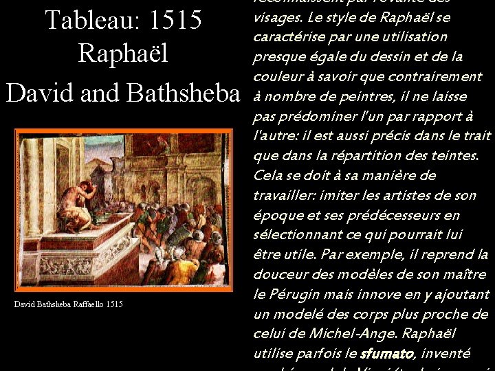 Tableau: 1515 Raphaël David and Bathsheba David Bathsheba Raffaello 1515 reconnaissent par l'ovalité des