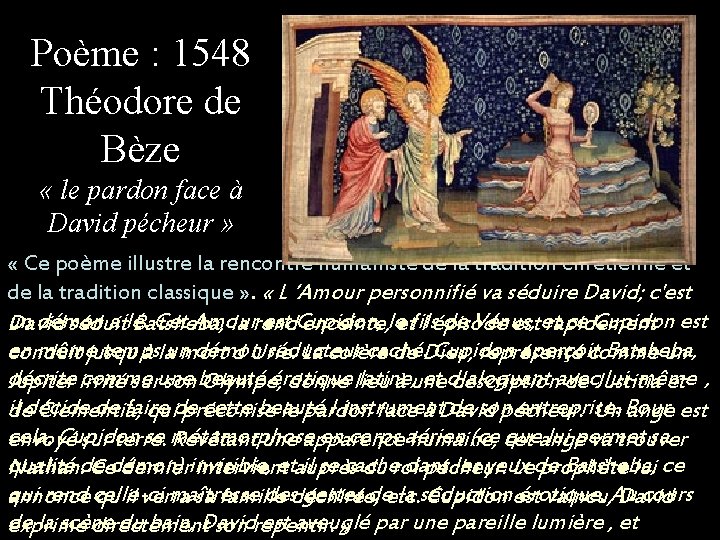 Poème : 1548 Théodore de Bèze « le pardon face à David pécheur »