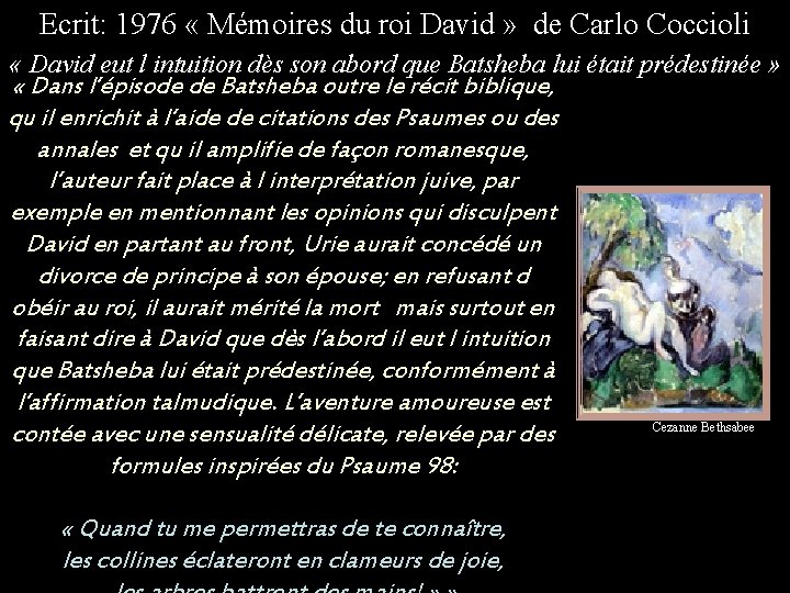 Ecrit: 1976 « Mémoires du roi David » de Carlo Coccioli « David eut