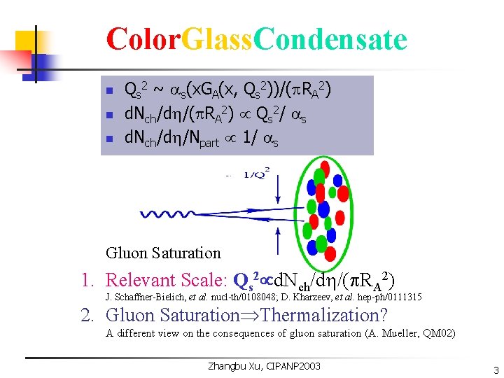 Color. Glass. Condensate n n n Qs 2 ~ s(x. GA(x, Qs 2))/( RA