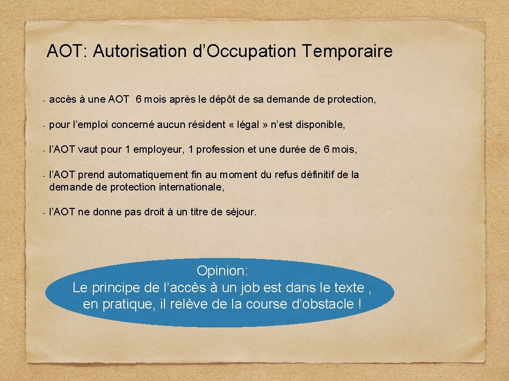 AOT: Autorisation d’Occupation Temporaire - accès à une AOT 6 mois après le dépôt