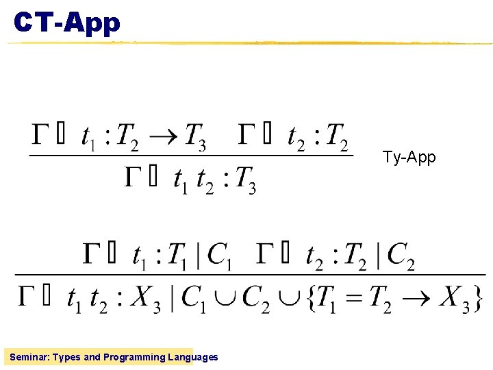 CT-App Ty-App Seminar: Types and Programming Languages 