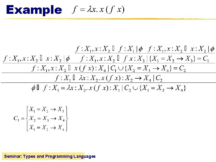 Example Seminar: Types and Programming Languages 