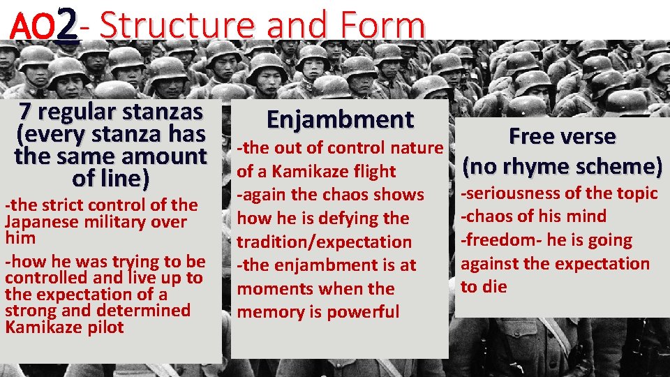 AO 2 - Structure and Form 7 regular stanzas (every stanza has the same