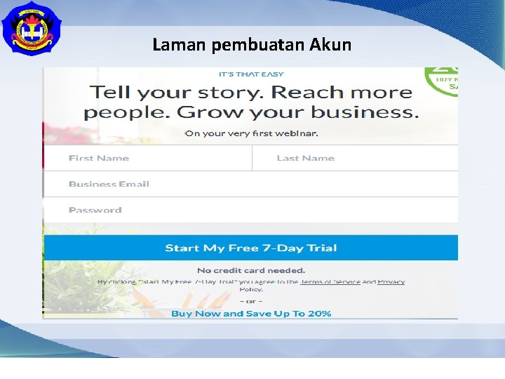 Laman pembuatan Akun 