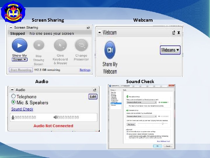 Screen Sharing Audio Webcam Sound Check 
