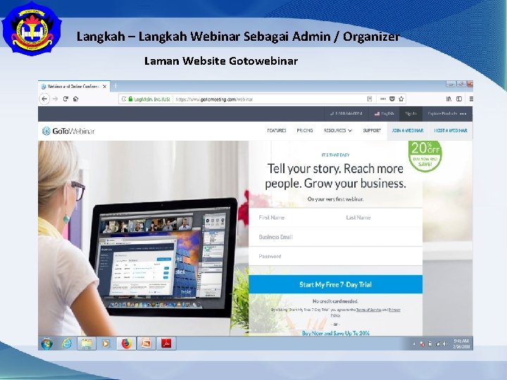 Langkah – Langkah Webinar Sebagai Admin / Organizer Laman Website Gotowebinar 