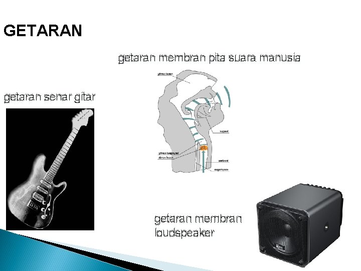 GETARAN getaran membran pita suara manusia getaran senar gitar getaran membran loudspeaker 