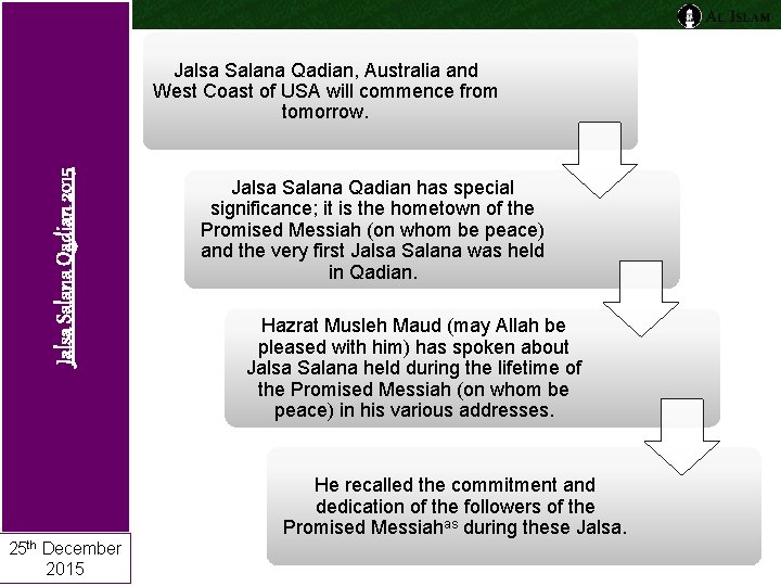 Jalsa Salana Qadian 2015 Jalsa Salana Qadian, Australia and West Coast of USA will