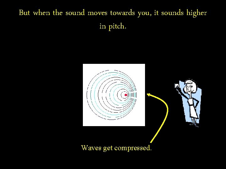 But when the sound moves towards you, it sounds higher in pitch. Waves get