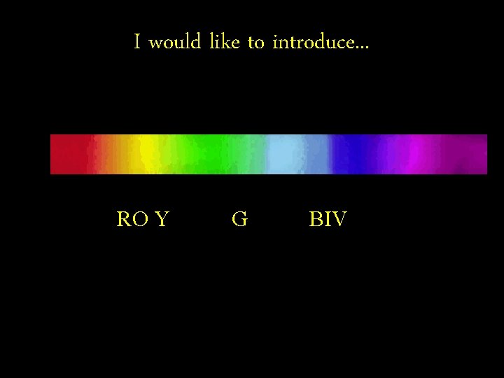 I would like to introduce. . . RO Y G BIV 
