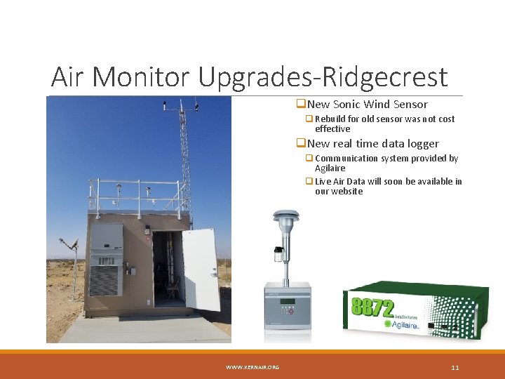 Air Monitor Upgrades-Ridgecrest q. New Sonic Wind Sensor q Rebuild for old sensor was