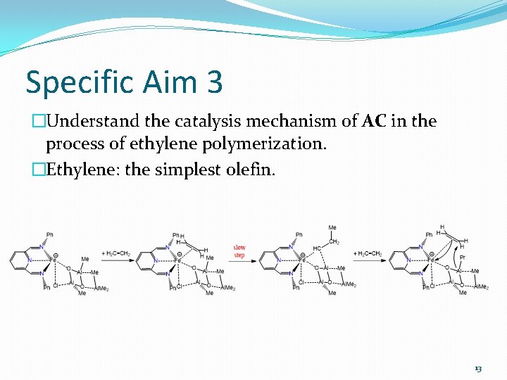 Specific Aim 3 �Understand the catalysis mechanism of AC in the process of ethylene