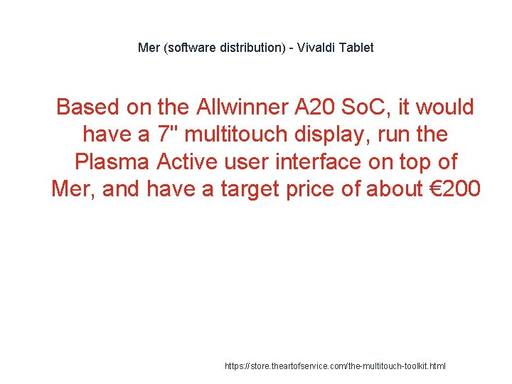 Mer (software distribution) - Vivaldi Tablet 1 Based on the Allwinner A 20 So.