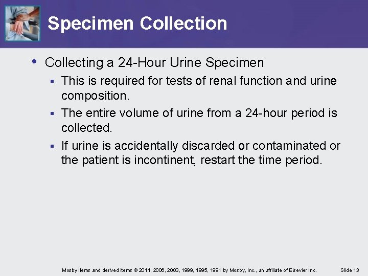 Specimen Collection • Collecting a 24 -Hour Urine Specimen This is required for tests
