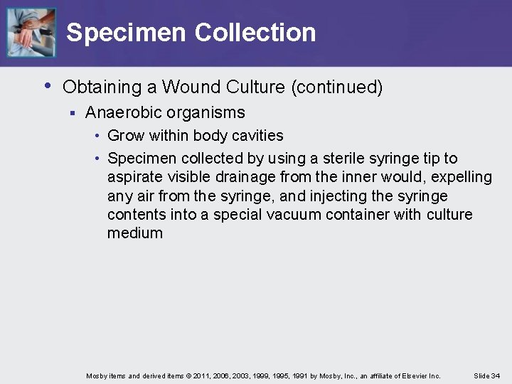 Specimen Collection • Obtaining a Wound Culture (continued) § Anaerobic organisms • Grow within