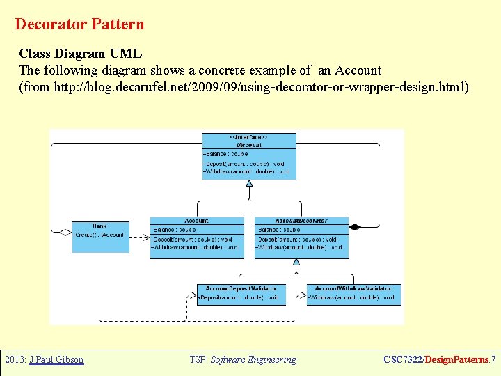 Decorator Pattern Class Diagram UML The following diagram shows a concrete example of an