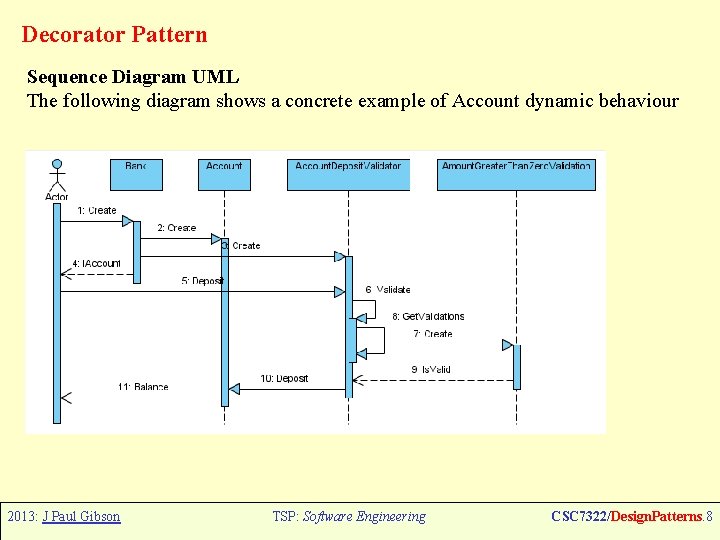 Decorator Pattern Sequence Diagram UML The following diagram shows a concrete example of Account