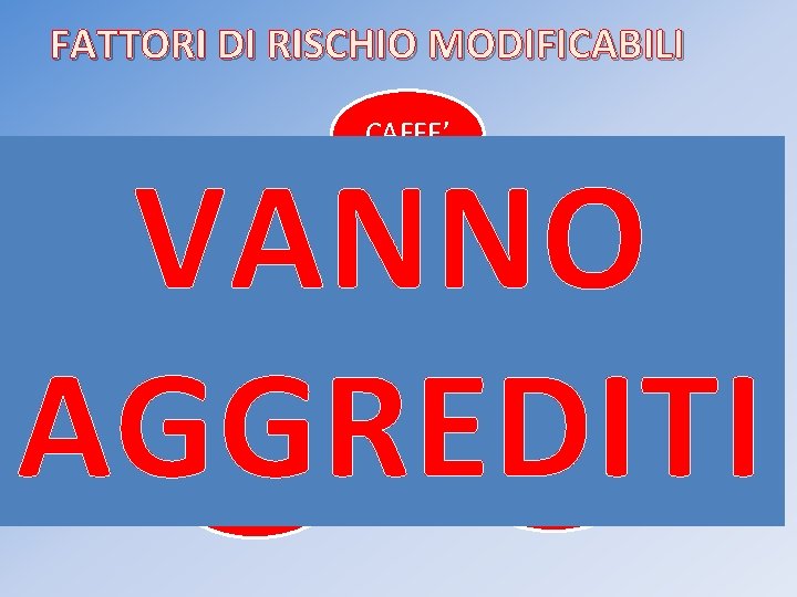 FATTORI DI RISCHIO MODIFICABILI CAFFE’ VANNO AGGREDITI FUMO DIABETE PESO IPERTENSIONE PROTEINURIA IMMODIFICABILI ALCOOL