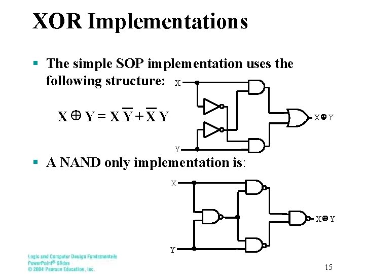 XOR Implementations § The simple SOP implementation uses the following structure: X XÅY =